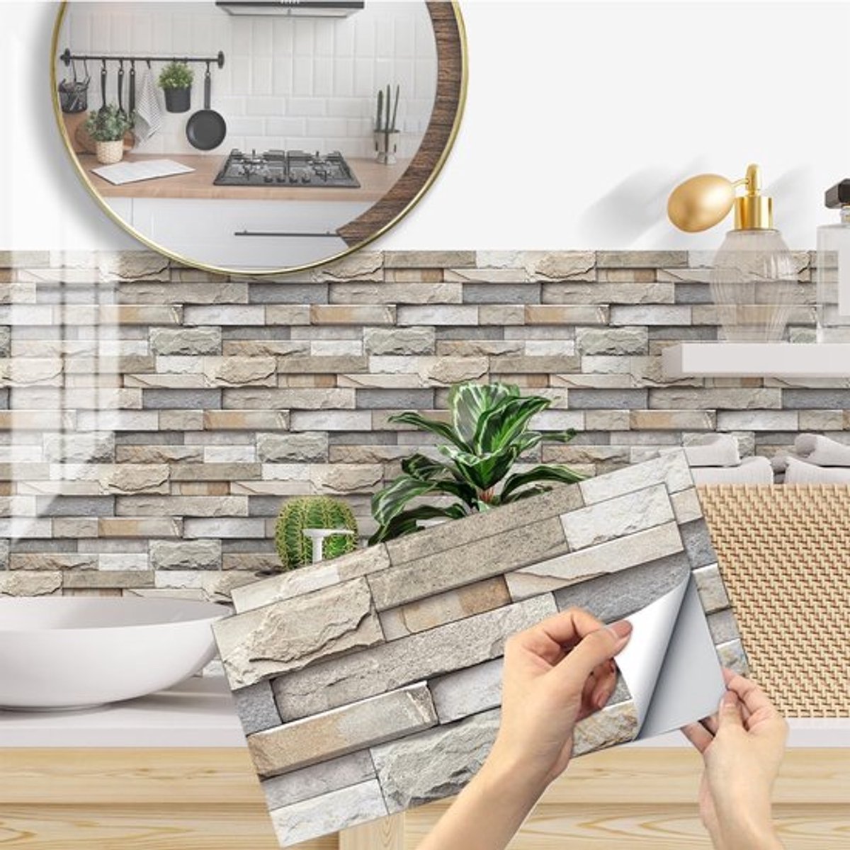 Tegelstickers 12 Vellen - Zelfklevende Waterdichte Retro Tegels - Backsplash Decoratie - Voor Keuken/Badkamer - Makkelijk Schoon te Maken - Wanddecoratie