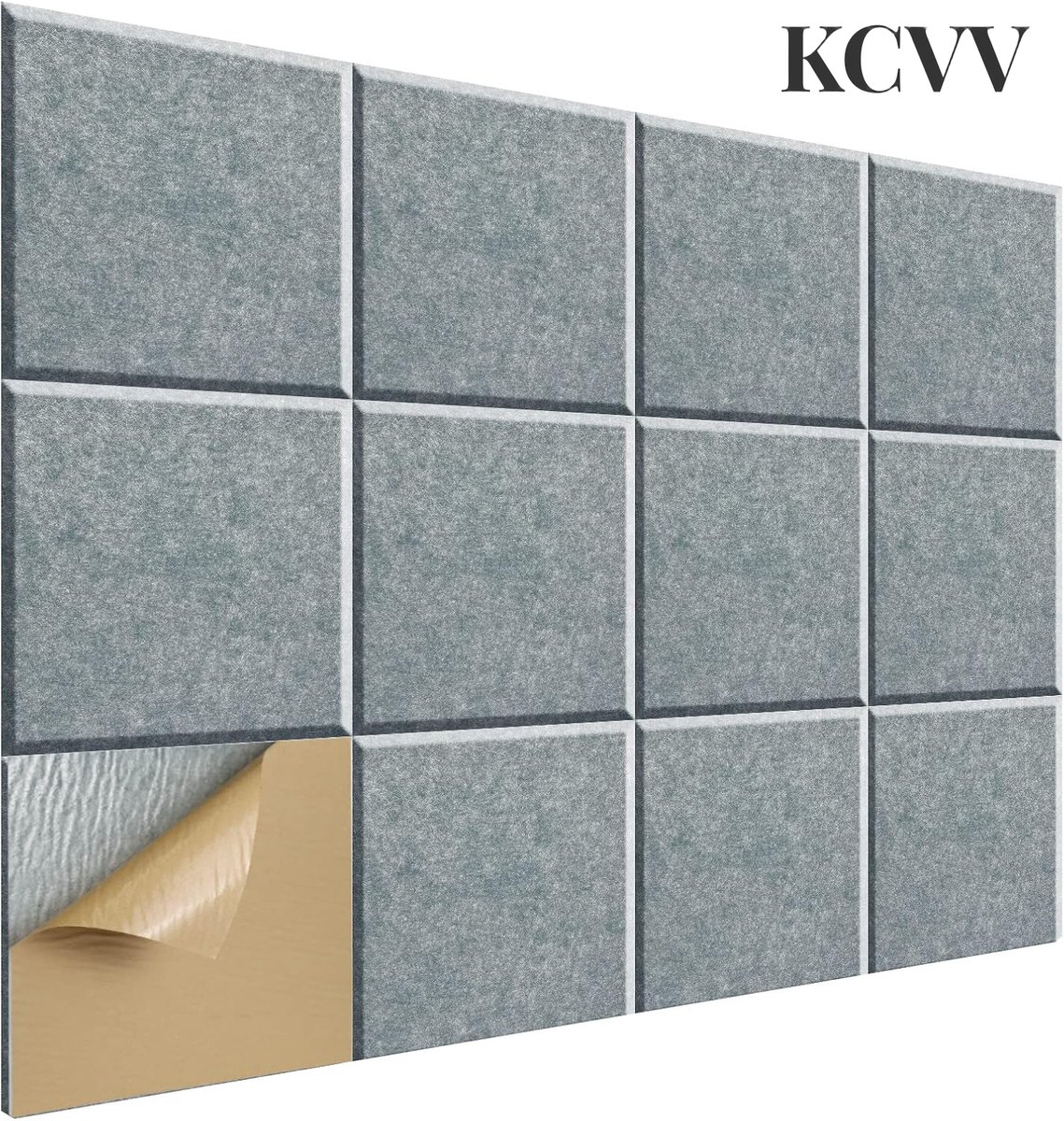 Geluidsabsorberend panelen-geluidsabsorberende panelen-12 geluidsabsorberende panelen - Vierkante zelfklevende akoestische panelen - Stijlvolle geluidsisolerende wandpanelen met hoge dichtheid - Geschikt voor thuis en op kantoor - Grijs - 30x
