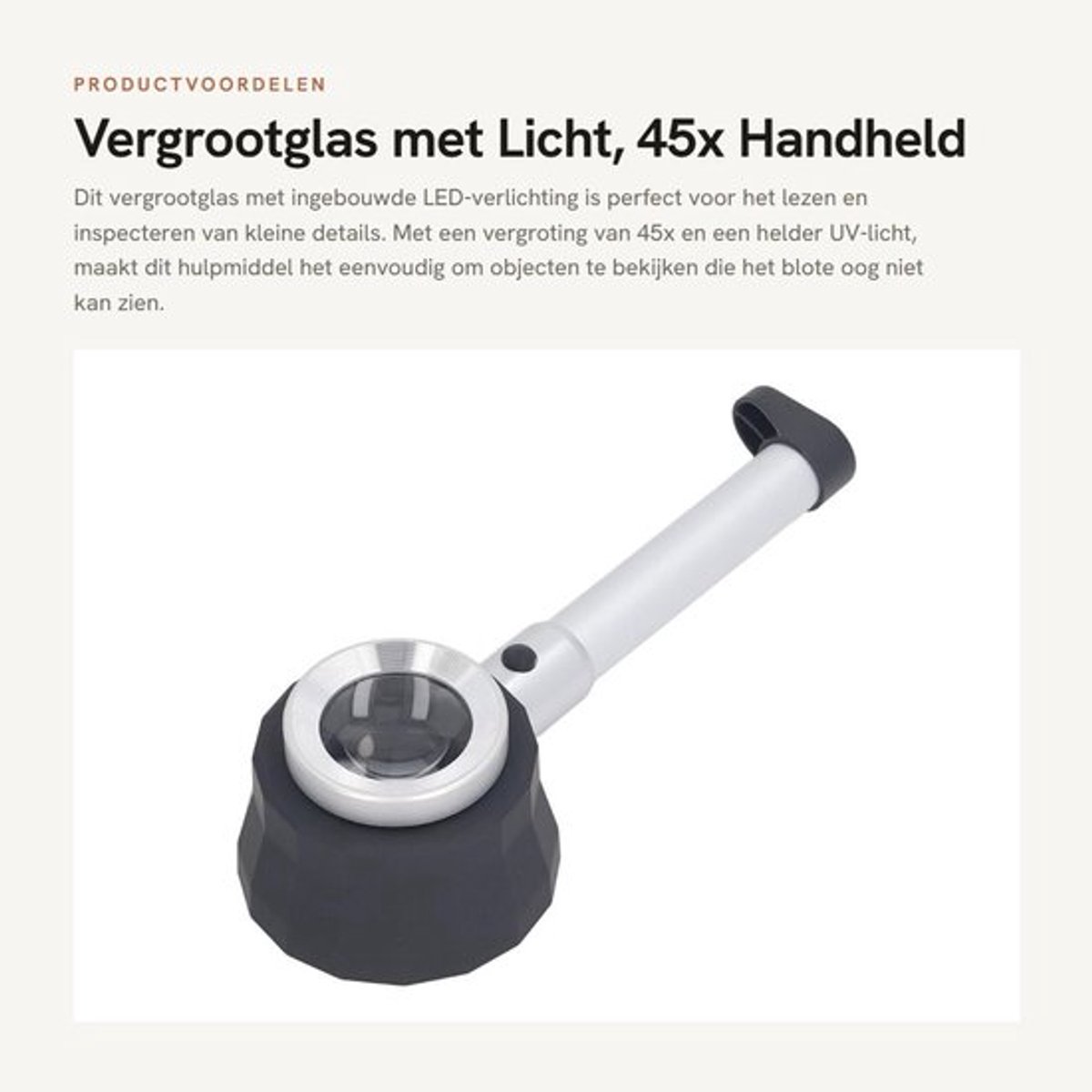 Vergrootglas met Licht, 45x Handheld Vergrootglas voor Lezen en Inspectie