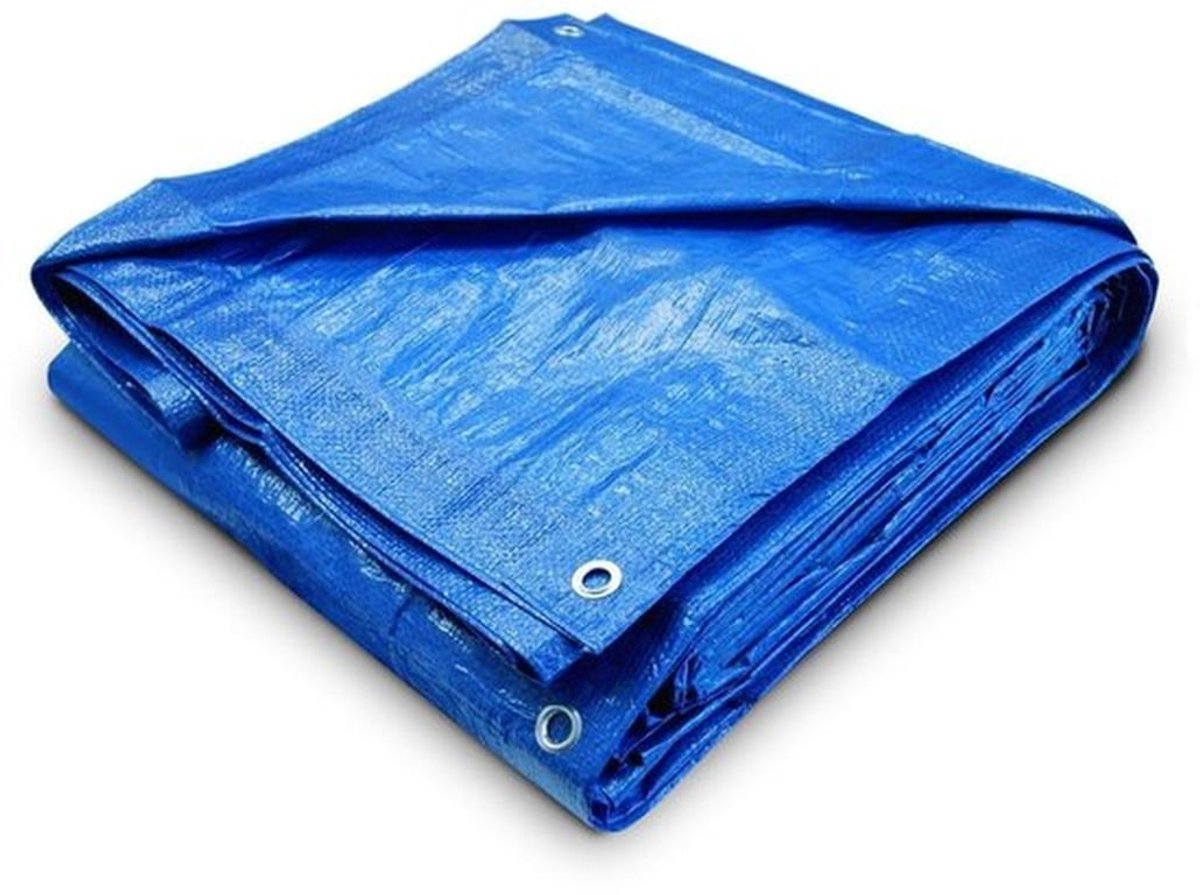Zeildoek 2,4m x 3,0m lichtgewicht - Waterbestendig - Grondzeil - Multifunctioneel - Oogjes - Blauwe kleur 80 g/m² - Dekzeil