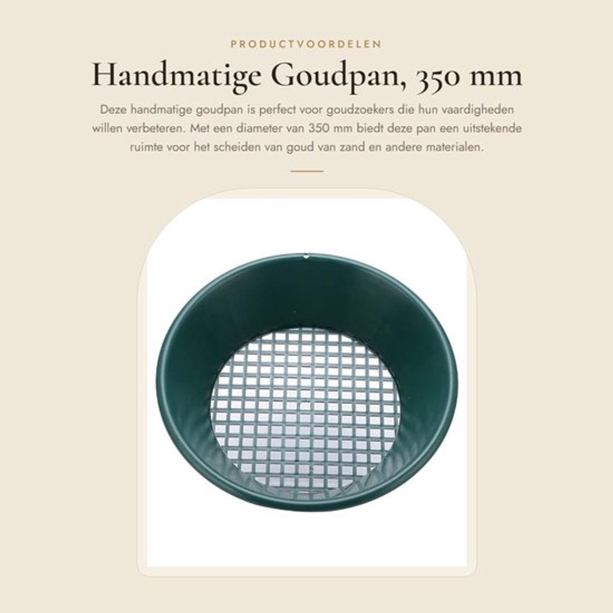 Goudpan 350 mm - Handmatig Goudpannen - Goudwasgereedschap - Bodemrasterontwerp - Geschikt voor Beginners - ABS Materiaal - Goudwasbak