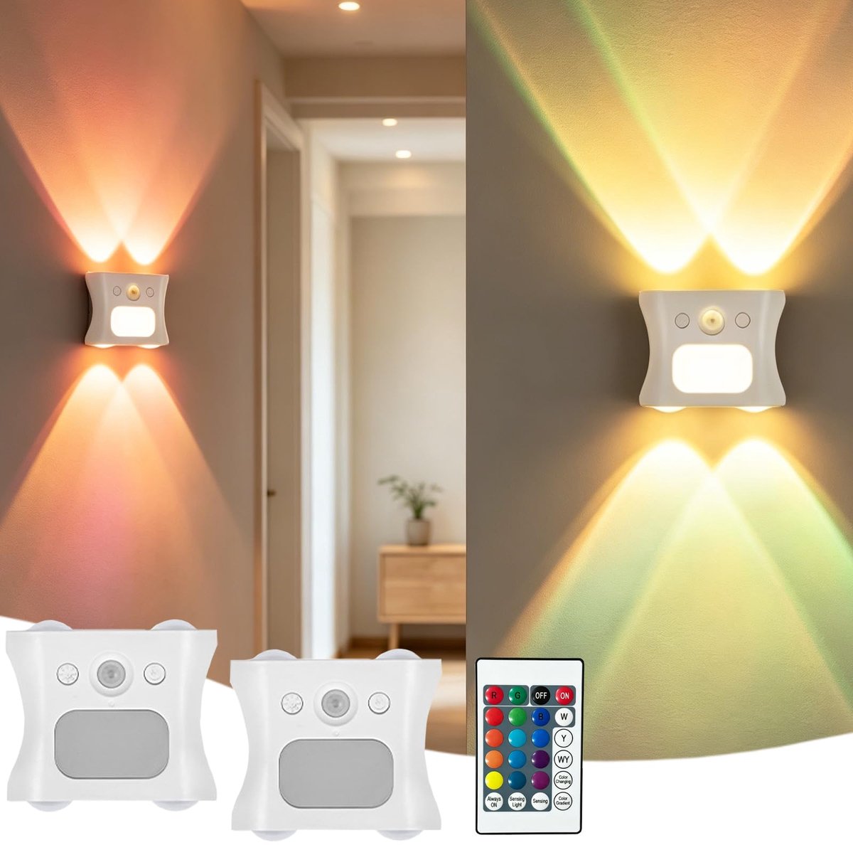 Namajunas - Led wandlamp - 2 stuks - Nachtlampje - Nachtlamp - Bedlamp - Bedlampje - Bedlampjes hoofdbord - Bedlampjes muurlamp - Bed lampjes - Bedlampjes slaapkamer nachtkast - USB Oplaadbare lamp – Woonkamer - Slaapkamer – Wandlamp oplaadbaar