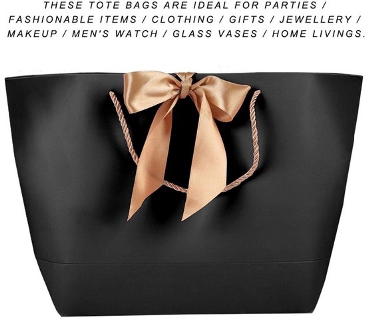Papieren Zakken Hoogwaardige Kwaliteit - Cadeauzakjes - Draagtassen - Papieren Zakjes - Zwarte Zakjes - Gouden Boog Detail