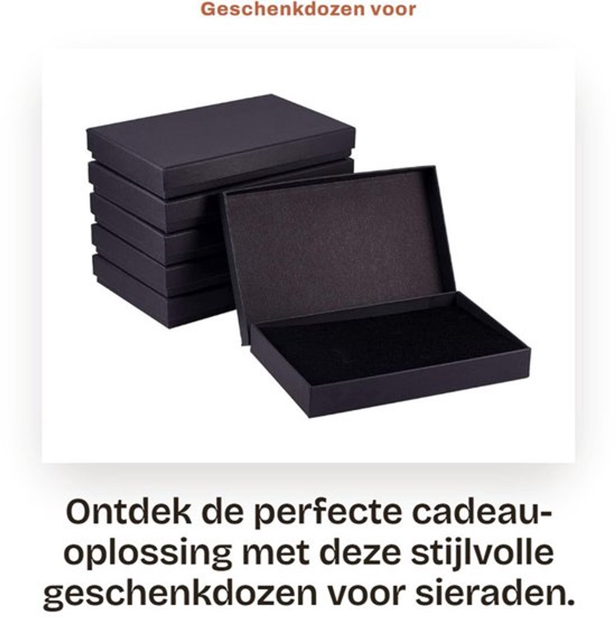 Geschenkdozen - Zwart - Fluweel binnenkant - Karton - Diverse maten - Voor sieraden - Decoratief deksel - Sieradendoos