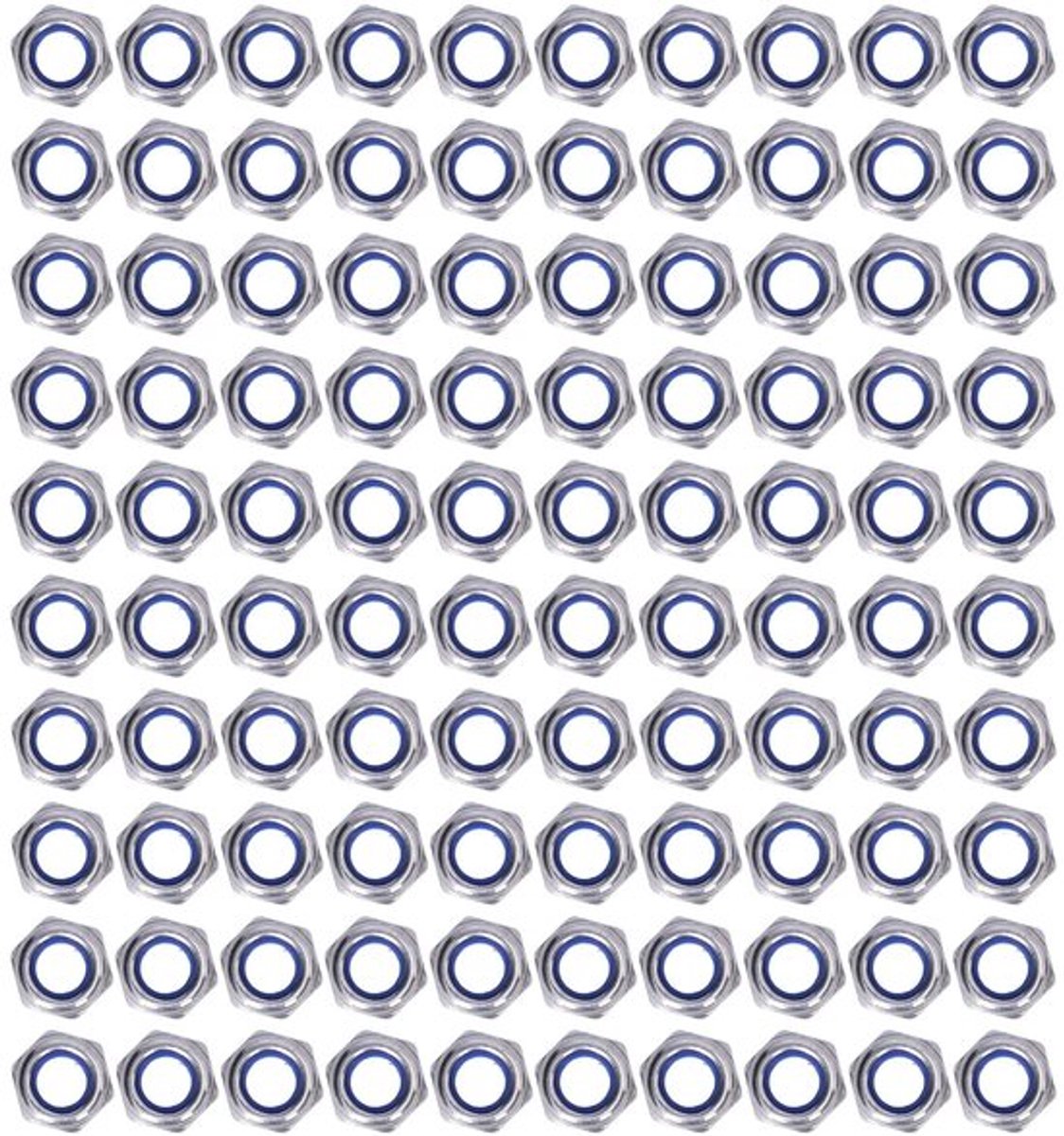 Borgmoer 100-delig - Roestvrij Staal A2-70 - Nylon Inzetstuk - M3/M4/M5/M6/M8/M10/M12 - Bevestigingsmaterialen - Onderhoudsvoertuiguitrusting - Bevestigingsmateriaal