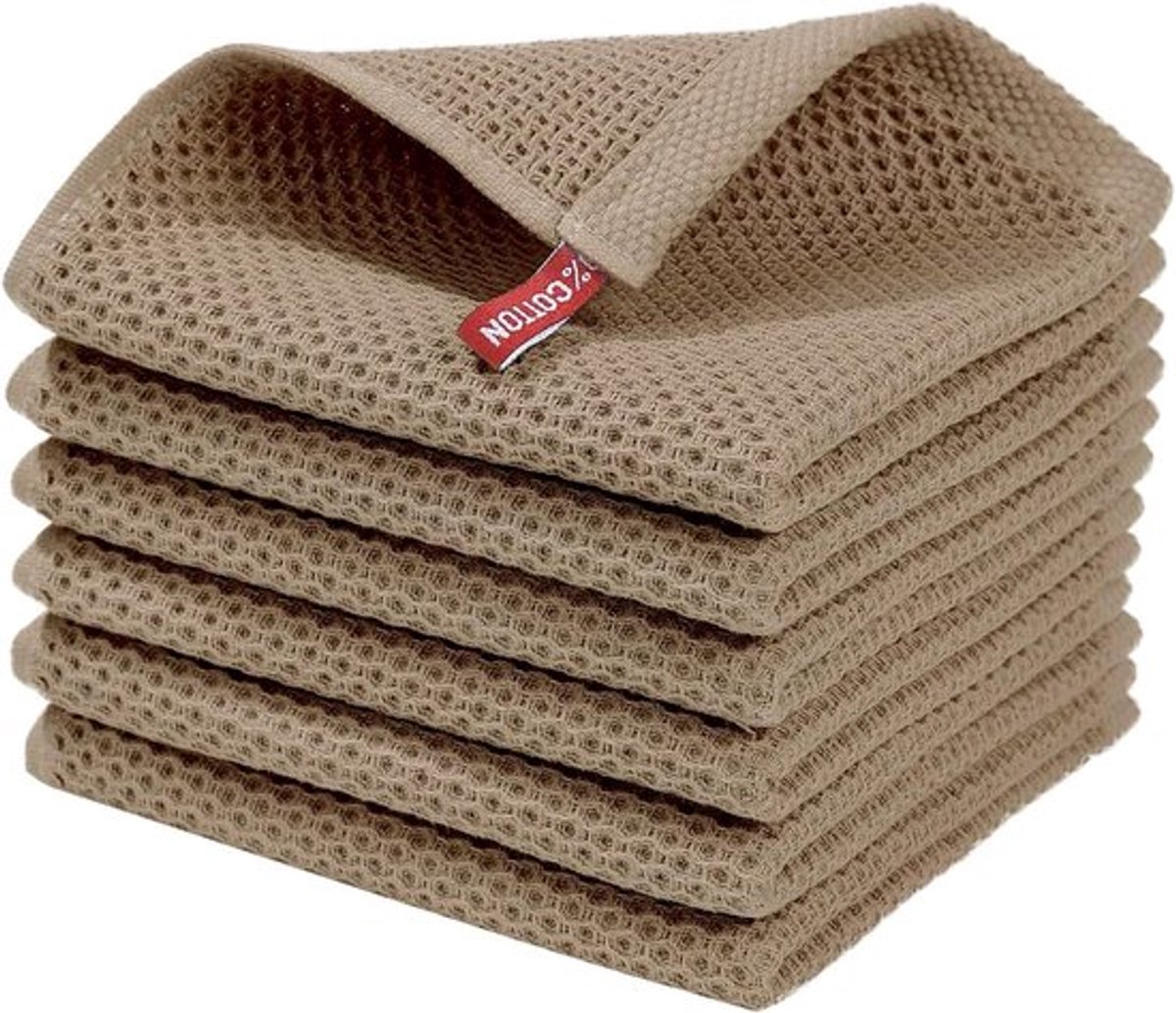 Poetsdoeken Set van 6 - Katoenen Vaatdoeken - Wasbaar en Pluisarm - Absorberend - 33x33 cm - Zacht en Duurzaam - Theedoeken