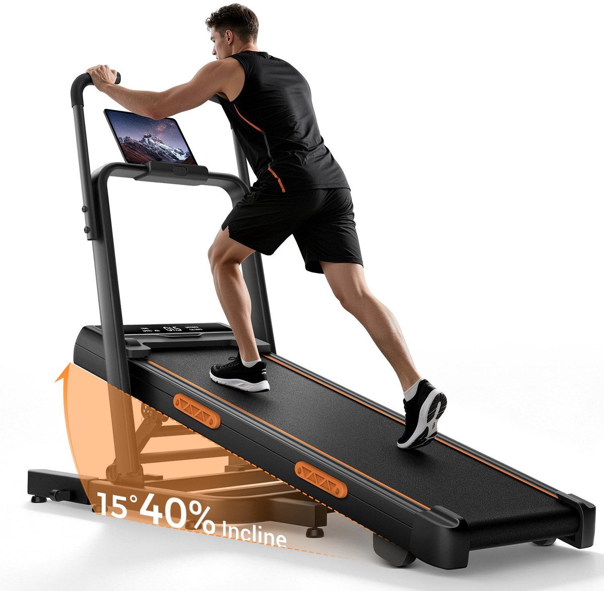 Loopband – 3,0 pk borstelloze motor, 40% hellingshoek (15°), maximaal gebruikersgewicht van 159 kg en extra lang loopoppervlak