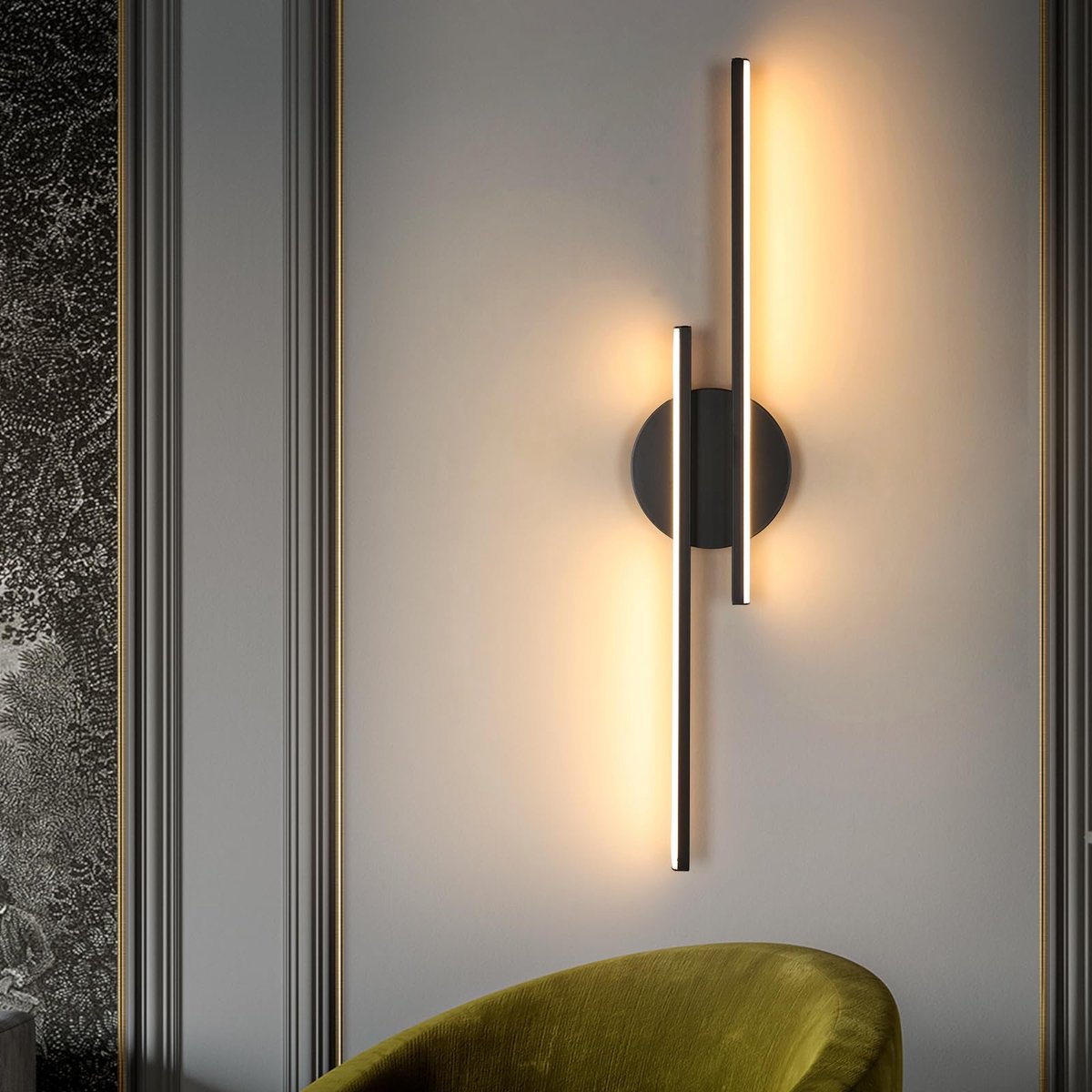 Riserva LED Wandlamp Zwart - 24W - 3000K Warm Wit - 2700lm - Moderne Minimalistische Wandverlichting voor Hal, Gang en Trap