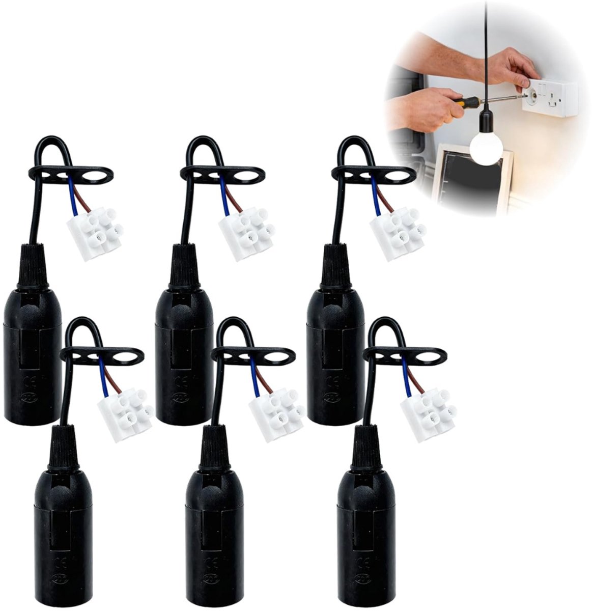ZRNS® Verhuisfitting - E14 - Lampfitting met Kroonsteen - 6 Stuks