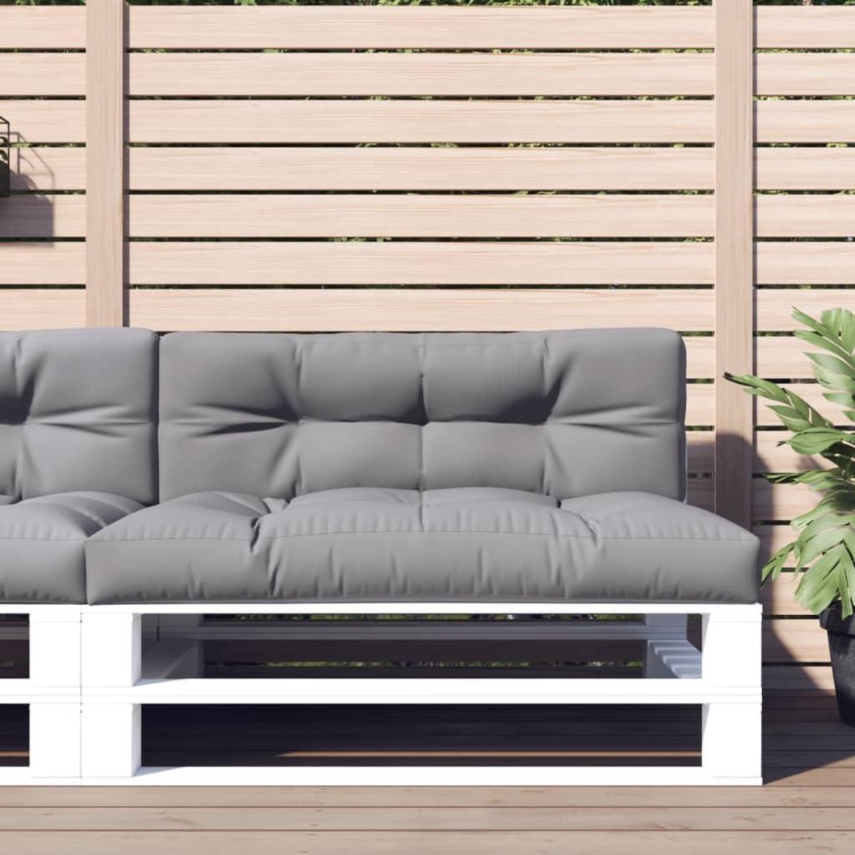 Palletkussenset 2-delig - Bankkussen Tuinmeubel - Comfortabel Zitten - Weerbestendig Polyester - 120 x 80 cm - Grijs