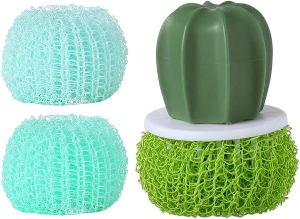 Keuken Schrobborstel - Afwasborstel met handvat - Keuken Reinigen - Ergonomische Grip - 15x10x10 cm - Groen