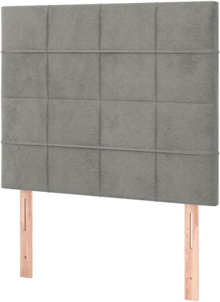 Hoofdbord Fluweel - Bedonderdeel Houten Hoofdbord - Bedombouw Aankleden - In Hoogte Verstelbaar - 90x5x118/128 cm - Lichtgrijs