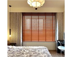 Houten Jaloezieën - Raamluiken Verduisterend - Lichtcontrole Privacy - Aangepast formaat - 150x120 cm - Bruin