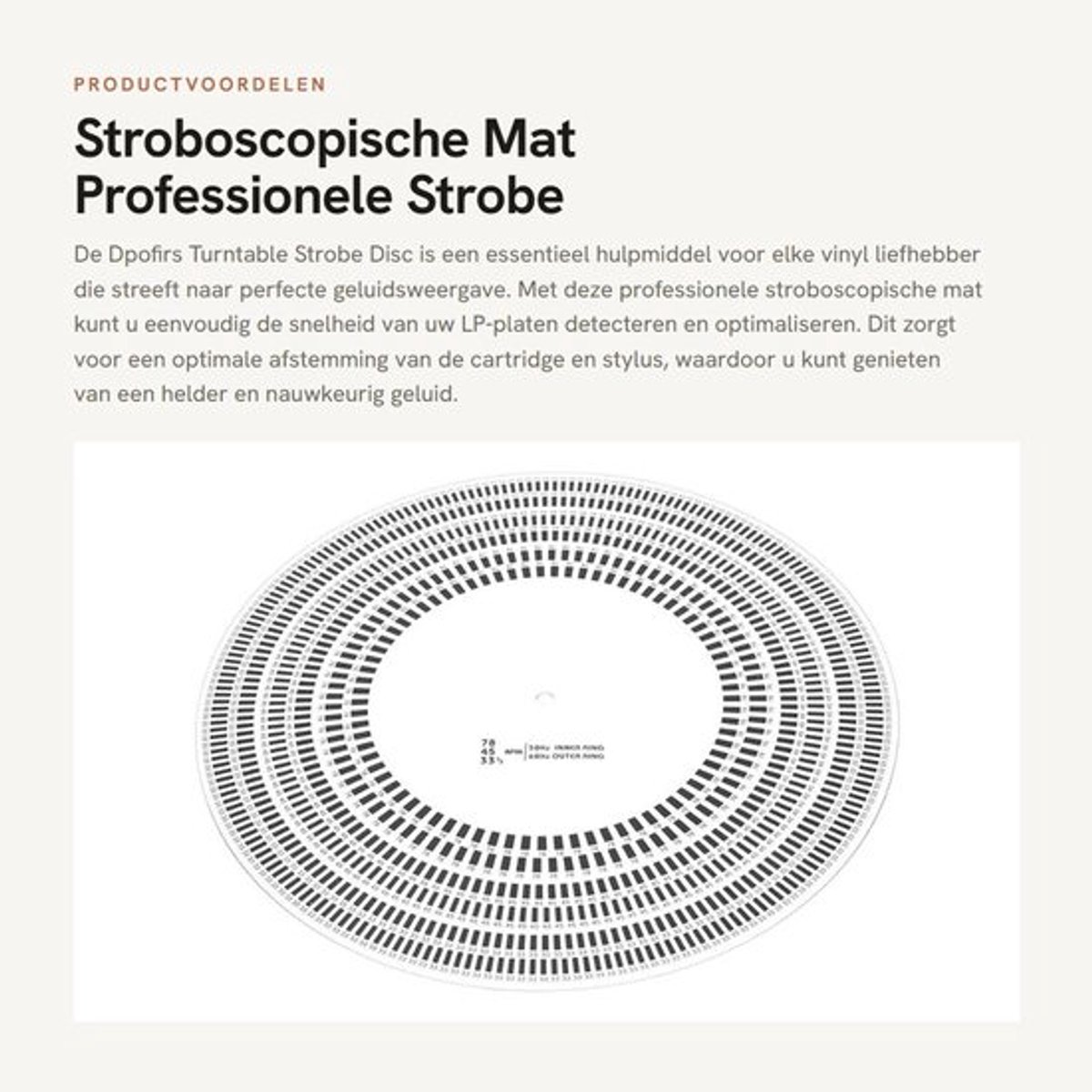 Stroboschijf Professioneel - Dubbelzijdige Tachometer - Snelheidsmeting 33/45/78RPM - Frequentie 50/60Hz - Noodzakelijk Voor LP Vinyl