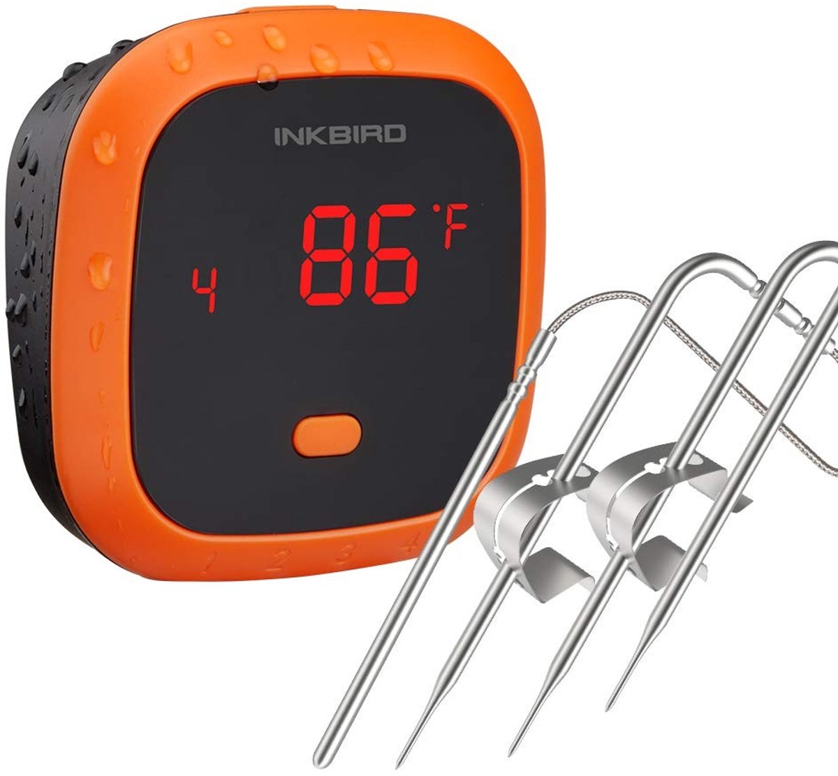 Draadloze vleesthermometer - Zwart - 4 Probes - Waterdichte Bluetooth BBQ Thermometer met Oplaadbare Batterij - Voor Buitenshuis Koken