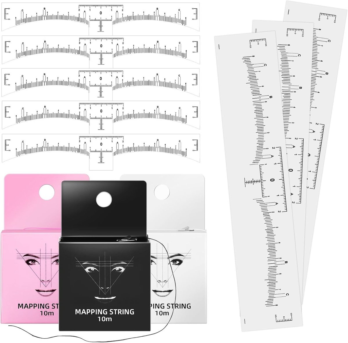 Pre-Inked Brow Mapping Draad voor Microblading - Wegwerp Eyebrow Ruler Stencils en Meetgereedschap voor Perfecte Wenkbrauw Tattoo en Vormgeving