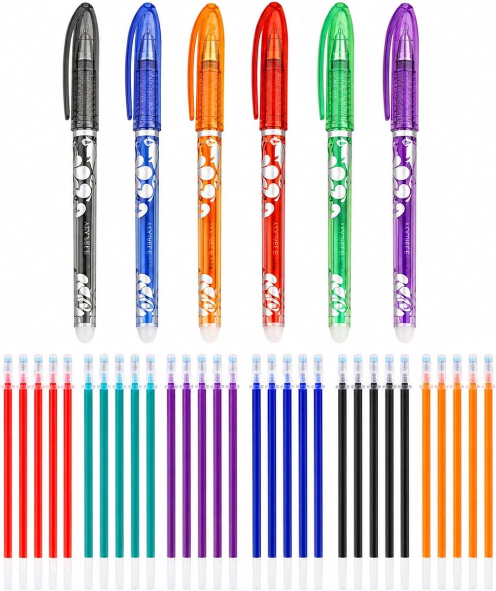 Uitwisbare pennen - Gum pennen - School en kantoor - Schoon wissen zonder resten - 6 stuks - Diverse kleuren