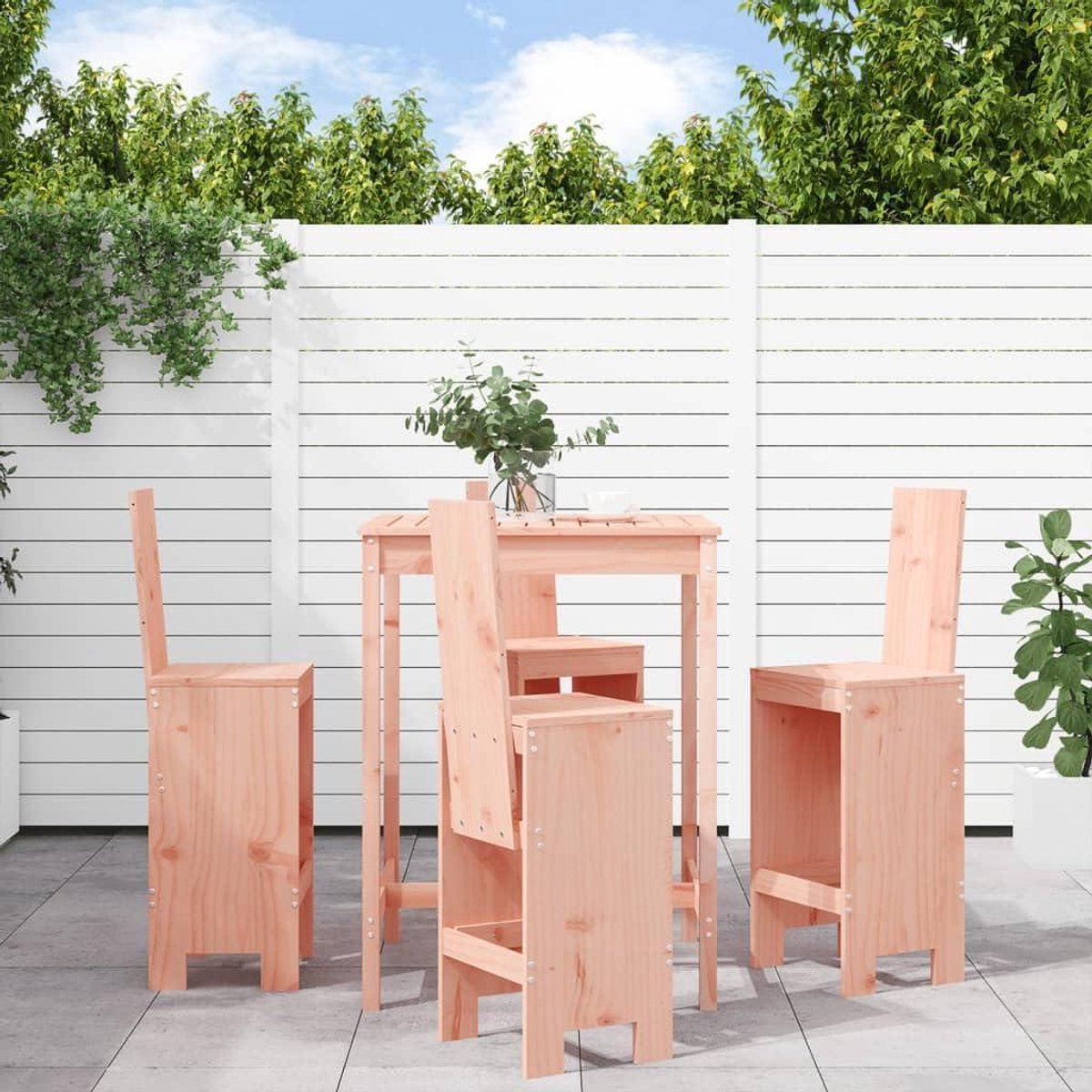 Outdoor Bar Set - Houten Bistro Set - Gezellig Buiten Zitten - Massief Douglas Hout - 5-delig - Natuurlijk Hout