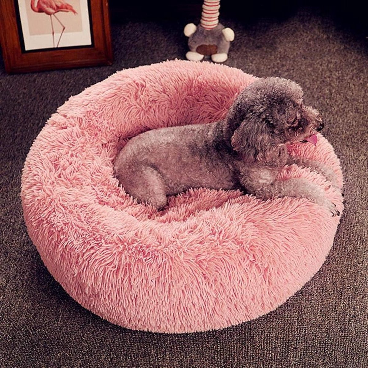 Hondenkattenmand Rond - Huisdierbed Donut - Comfortabel Slapen - Orthopedische Ondersteuning - 70cm - Roze