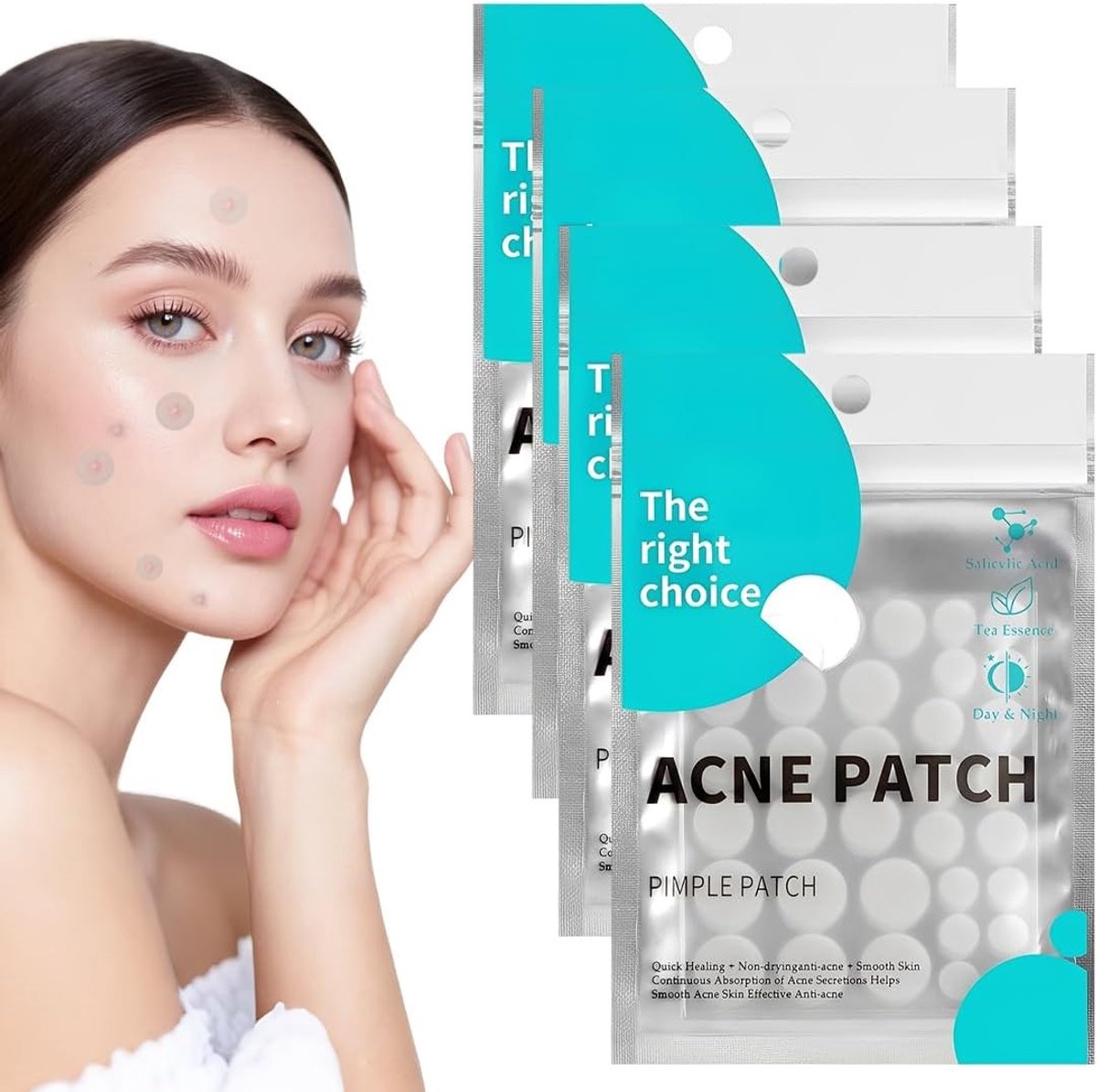 Onzichtbare Hydrocolloïd Pimple Patches - 132 Stuks - Ademend, Waterdicht en Effectief voor Acnebehandeling - Geschikt voor Diverse Huidtypes en Make-upgebruik