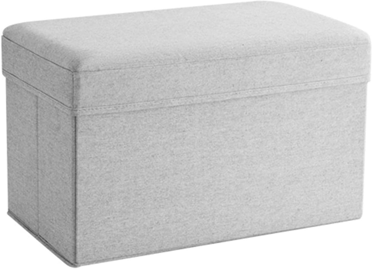 Opbergkruk - Pouf Voetenbank - Extra Zitting - Inklapbaar - 50x30x30cm - Grijs