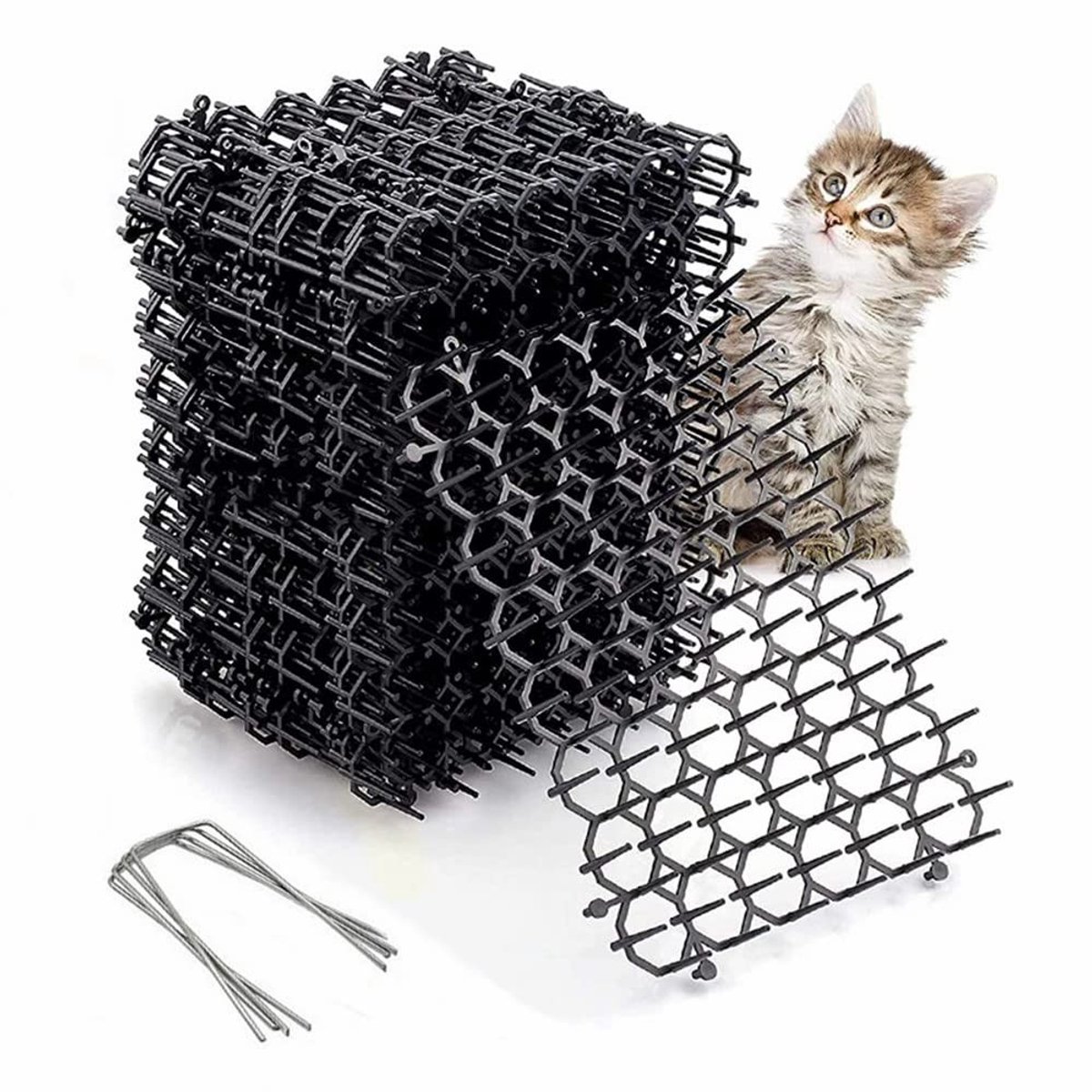 Doornrooster tegen katten - Transparant - 20 x 15,5 cm - Kunststof Kattenbeschermingspads met Puntige U-vorm - Voor Tuin en Buiten