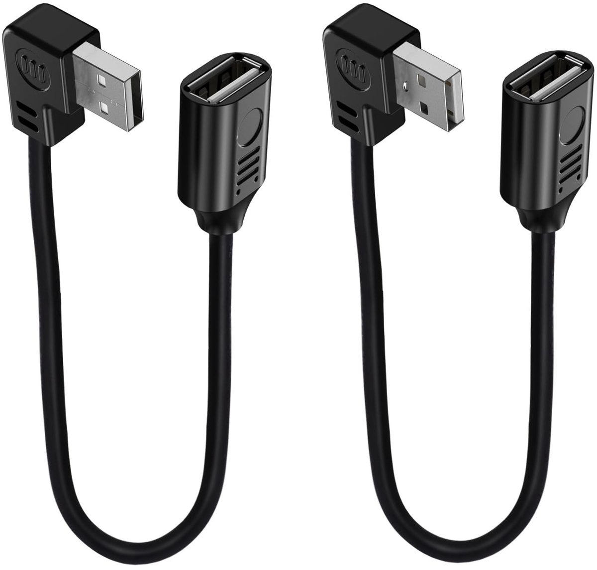 Omgoods - Korte USB 2.0 Verlengkabel 90 Graden 0.3 m (2 Stuks)