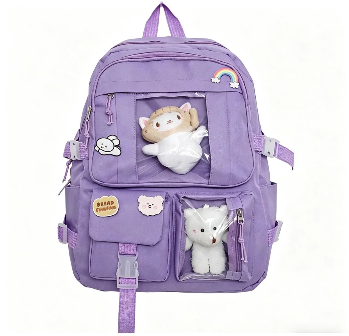 Casalora Schooltas Meisjes – Lichtgewicht Rugzak voor Tieners en Middelbare School – Grote Capaciteit Rugzak met Pin en Accessoires – Studententas – Paars