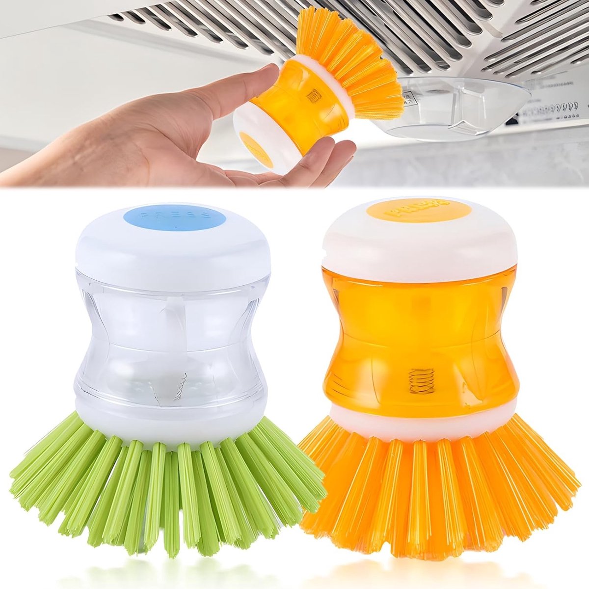 Set van 2 Navulbare Afwasborstels met Vloeistofdispenser voor Keuken, Servies, Pannen en Afwas reinigen