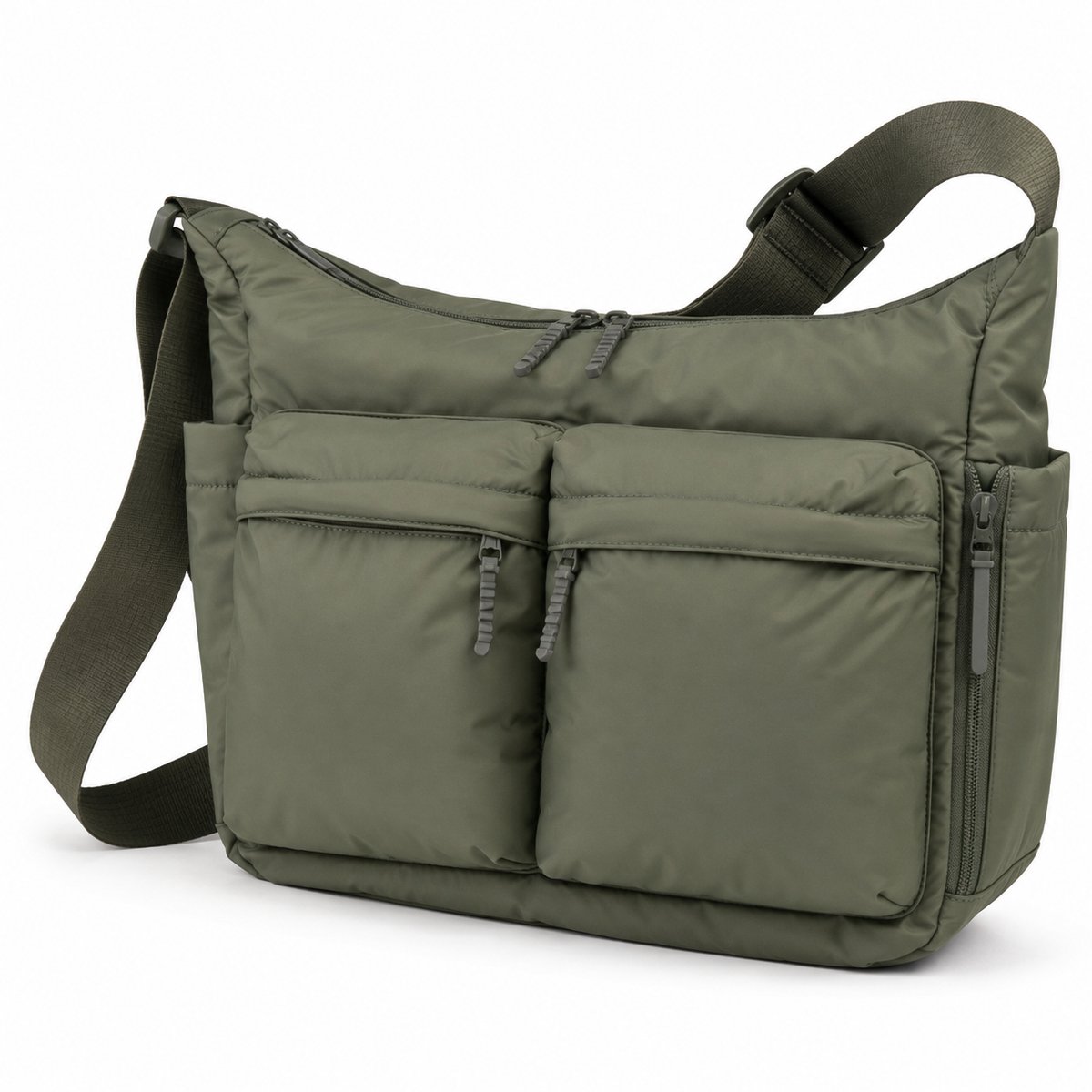 VHV - Schoudertas Dames - Lichtgewicht Gewatteerde Crossbody Tas met Verstelbare Band en Antidiefstalvak - Voor Werk, Reizen, Winkelen en Dagelijks Gebruik - Groen