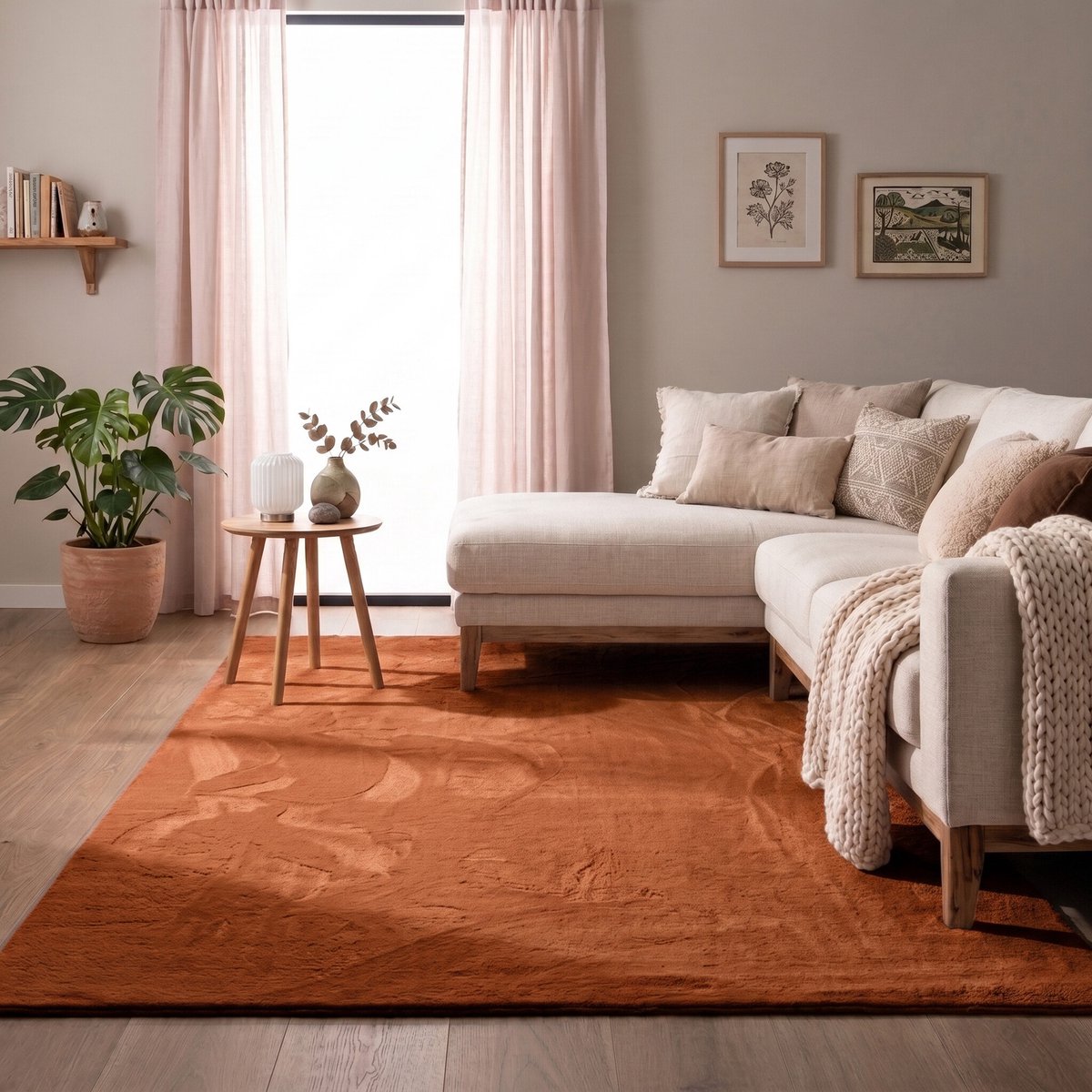 NATURL. Zacht laagpolig vloerkleed - Cozy Terracotta - 130x200cm