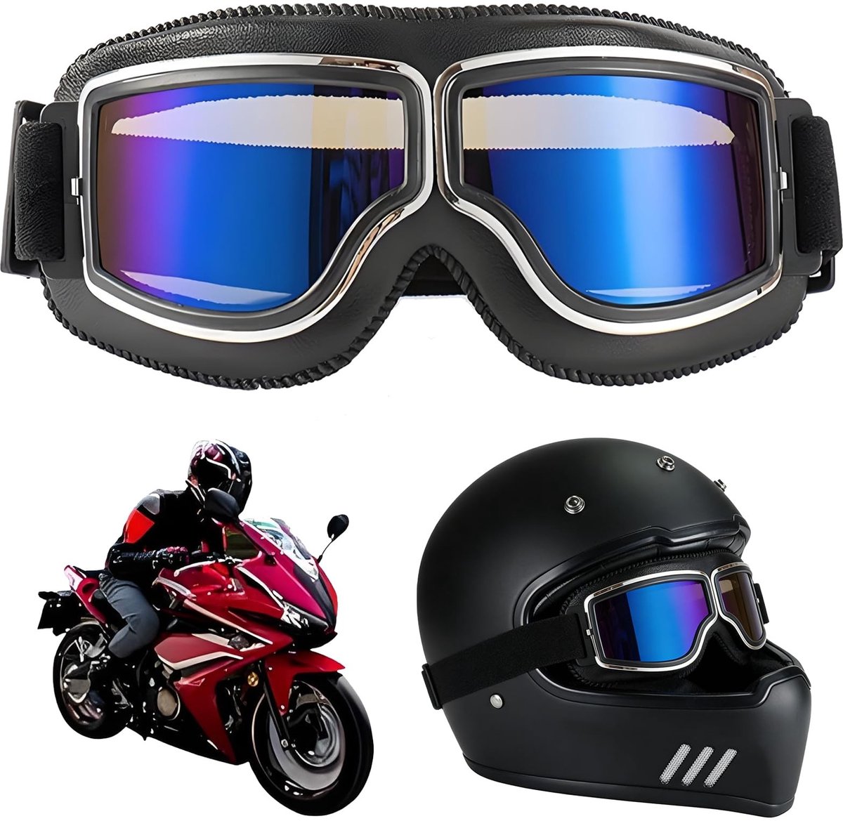 Omgoods - Retro Motor Goggles met Anti-Kras en Winddichte Bescherming