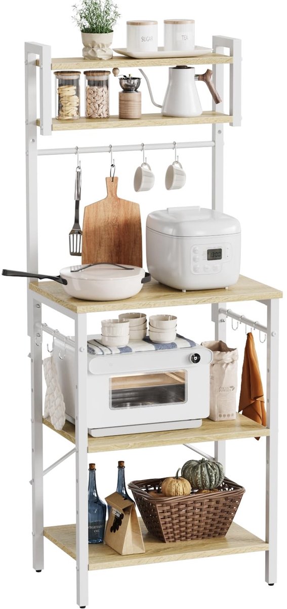 Omgoods - Keukenrek met 5 Niveaus en 8 Haken