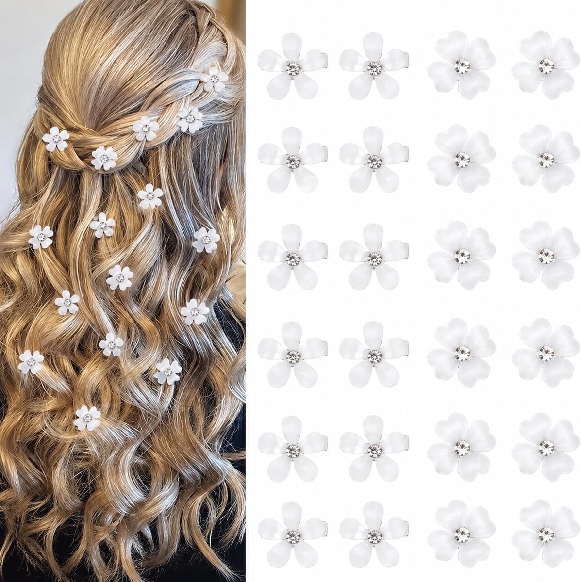 20 stuks mini haarspelden met strass en klavertje vier voor bruiloften, dagelijks gebruik en haaraccessoires voor vrouwen en meisjes