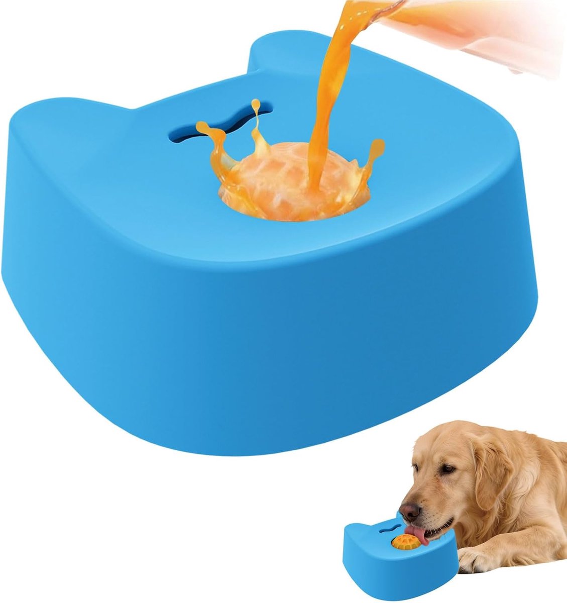 Likbal en Likmat voor Honden en Katten - Antislip Onderlaag met Draaiende Bal - Geschikt voor Natvoer en Puppy's - 1 Stuk (Blauw)