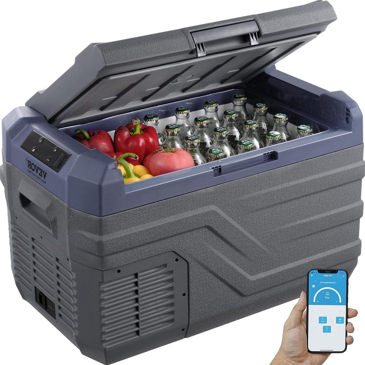 Draagbare Auto Koelkast - Vriezer Koeler - Buiten Kamperen - Snelle Koeling -4°C - 30 Liter - Grijs
