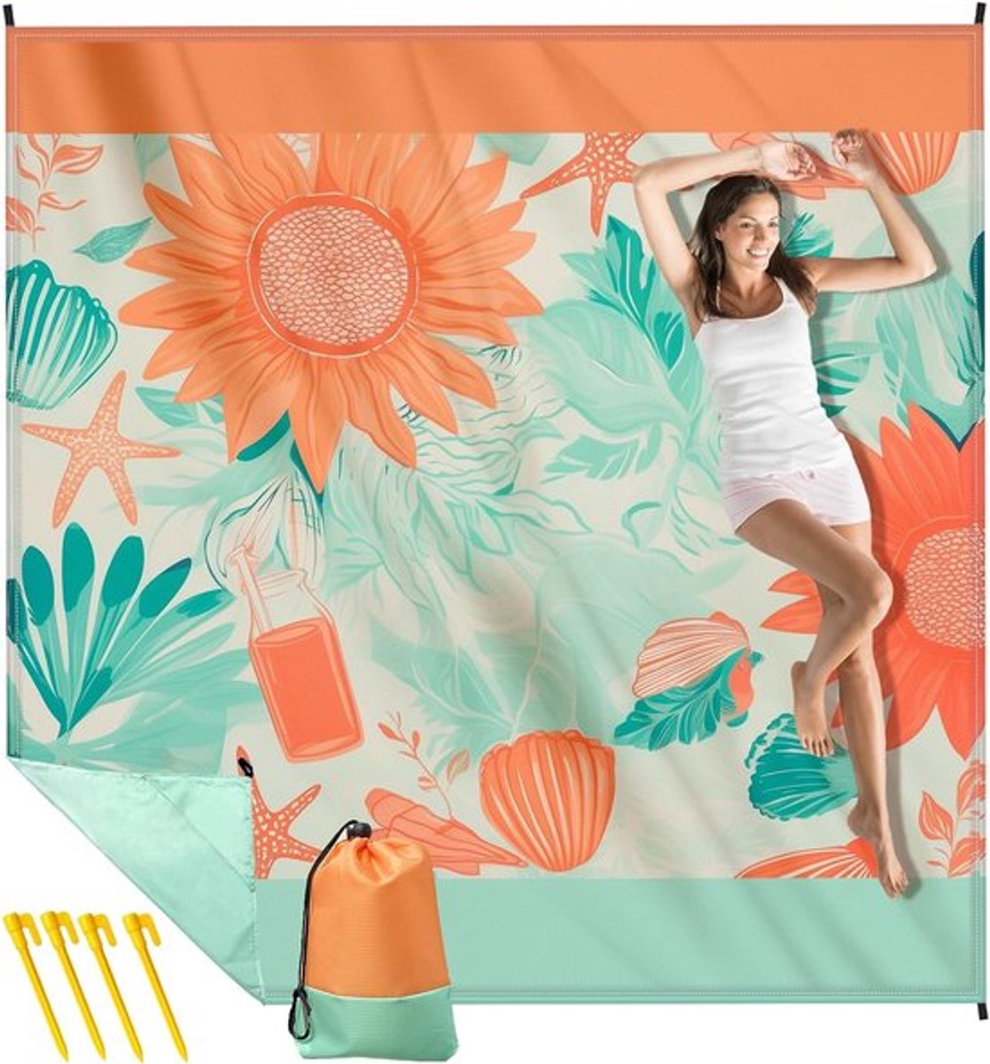 Zandvrije Strandmat, Waterdichte Picknickdeken, Opvouwbaar en Lichtgewicht voor Camping en Buitenactiviteiten (300 x 280 cm)