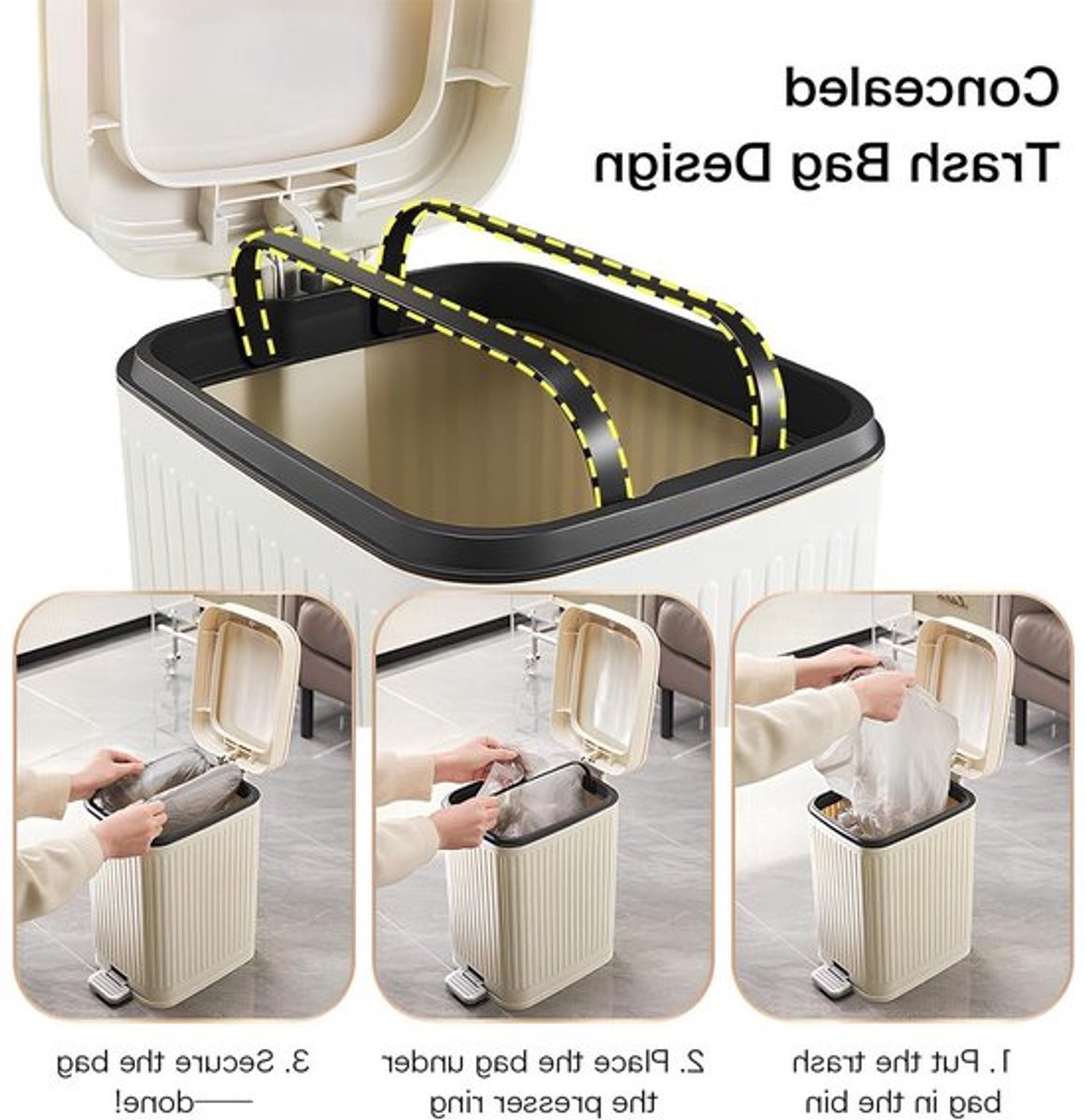 Compacte Pedalafvalbak met Deksel, 8 Liter - Geurvrije Prullenbak voor Keuken, Badkamer en Kantoor, Ruimtebesparend Design