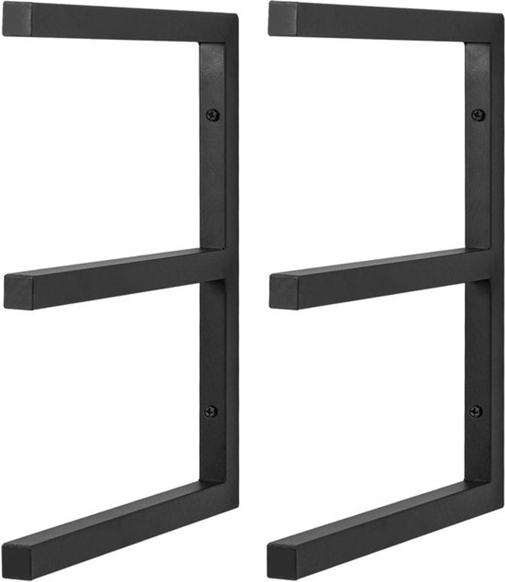 Metalen Wandplank met 3 Niveaus - Vouwbare Planken voor Houtopslag en Gereedschapsopslag tot 50 kg per Plank (Set van 2)