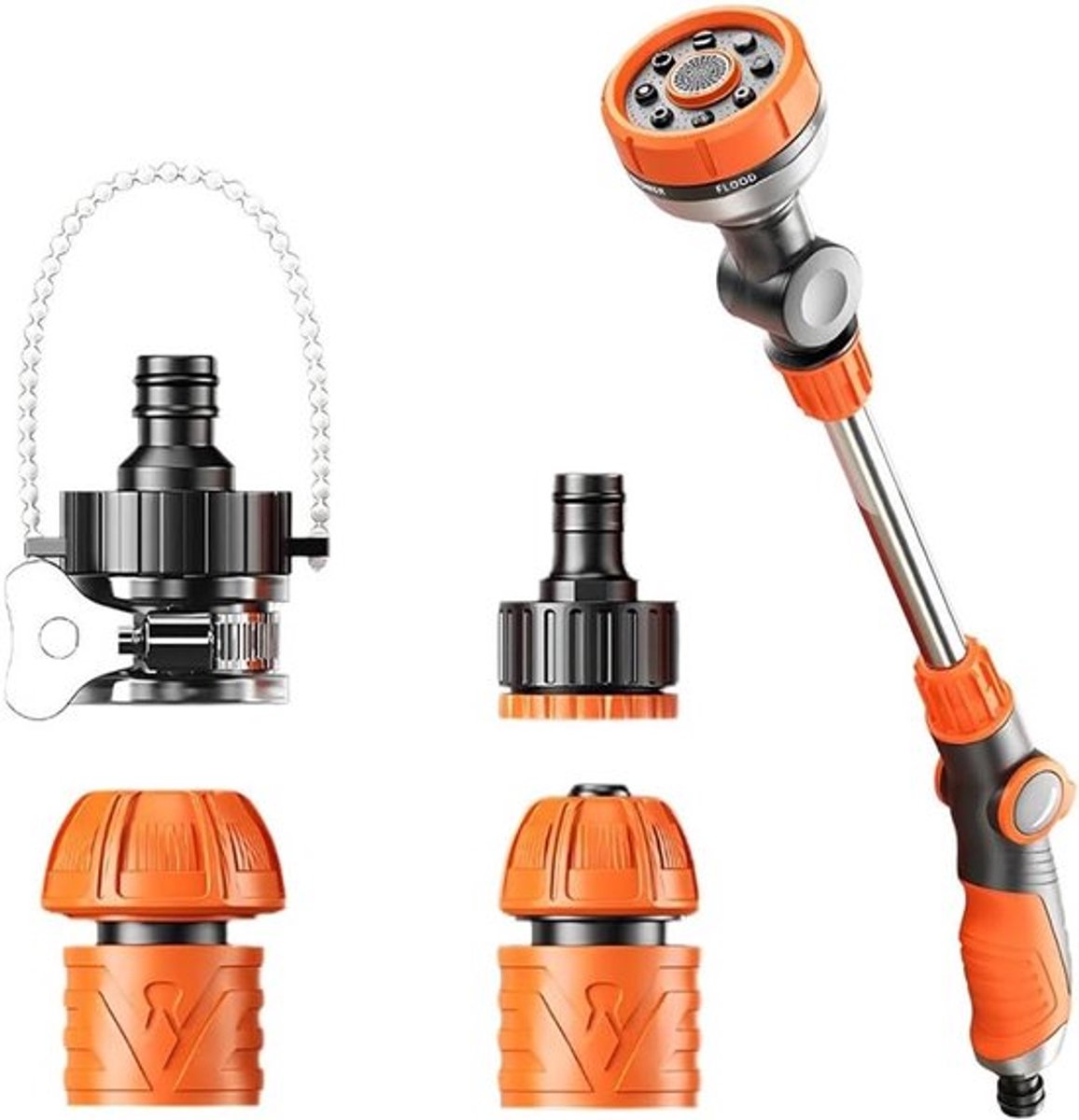 Tuinsproeier met Handdouche en 8 Spuitstanden - 42 cm Tuinslang Sproeier voor Dieren en Auto's, Ideaal voor Tuinirrigatie en Watergeven
