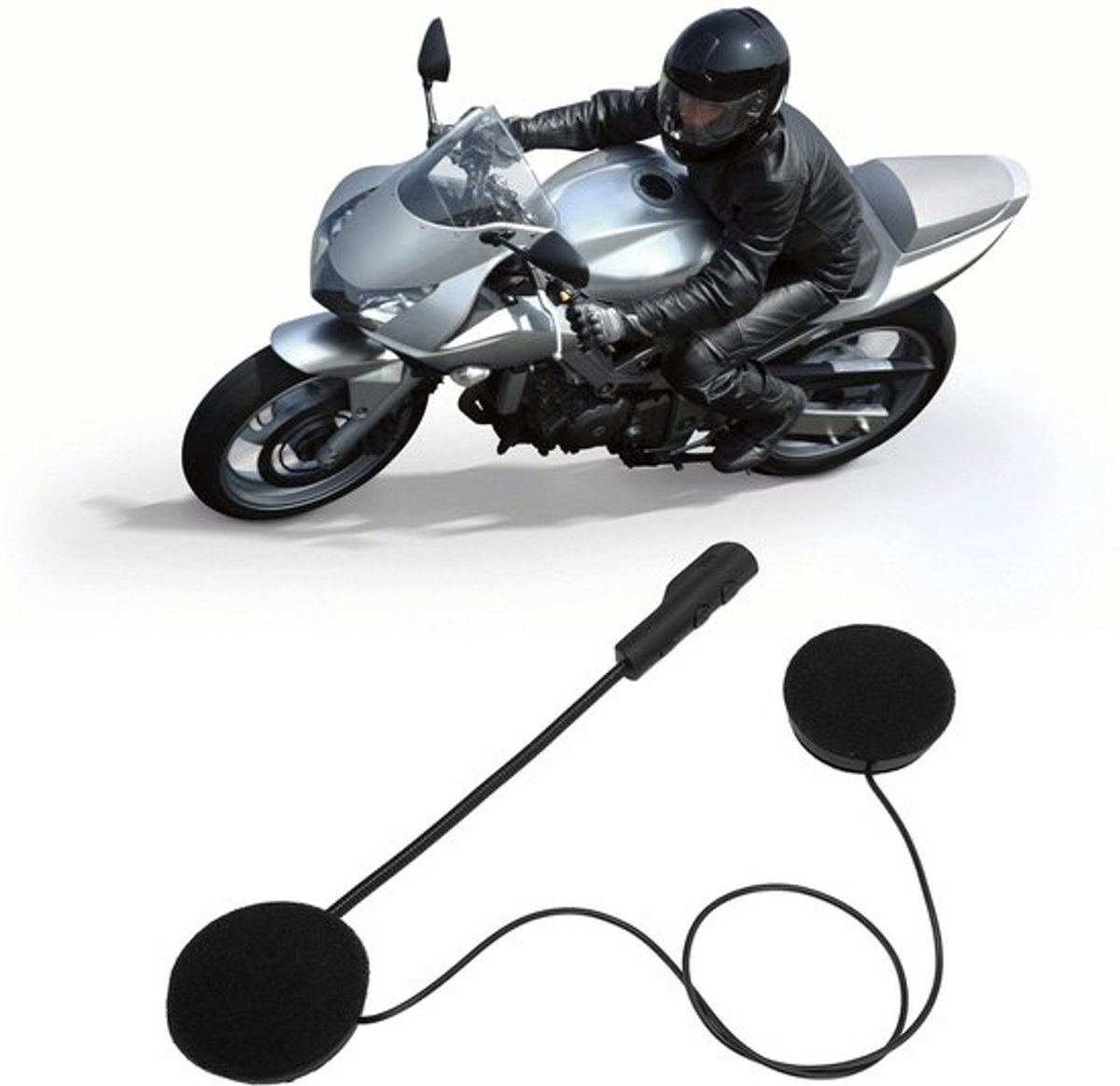 Motorfietshelm Bluetooth Headset, Motorfiets Headset Bluetooth 5.0 Hoofdtelefoon met Stereo Geluid Handsfree Automatische Antwoord Motorfietshelm Speaker voor Sport Fietsen Paardrijden Skiën