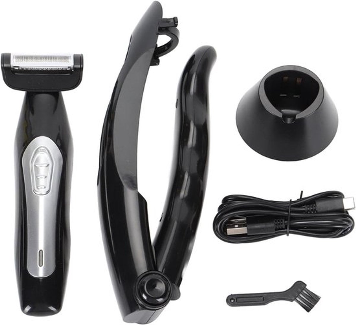 Mannen rugtrimmer met afneembare handgreep voor nat en droog gebruik, ideaal voor het scheren van rug, lichaam en benen met comfortabele grip