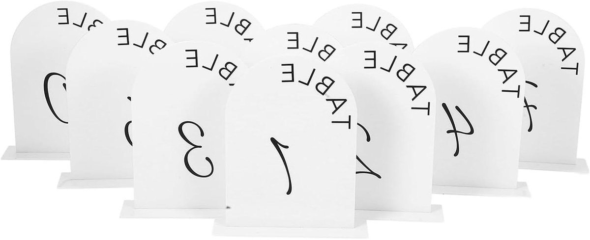 Tafelnummers - Genummerde Borden - Evenement Organisatie - Mat Boog Design - 10 Stuks - Wit