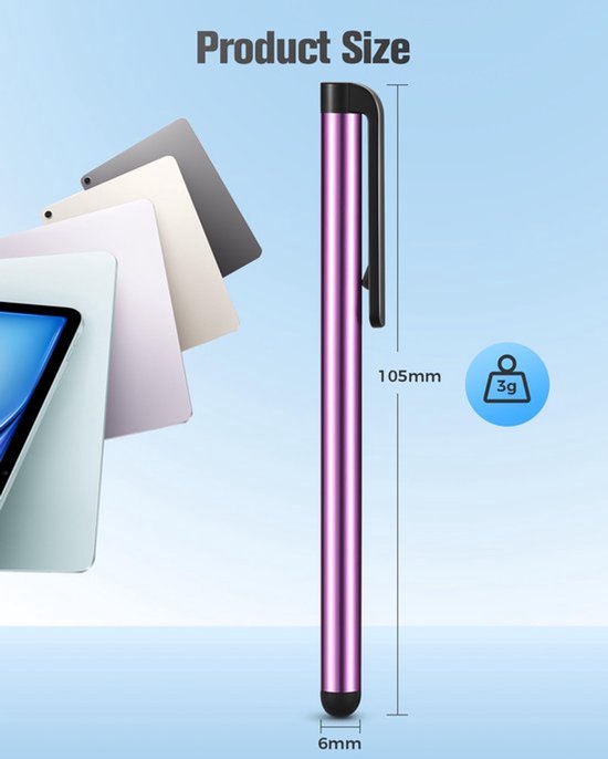 Stylus Pen Universeel - 10x Styluspennen - Touchpen voor Tablets - Geschikt voor Smartphones - Clip-ontwerp - Antislip Grip — afbeelding 2