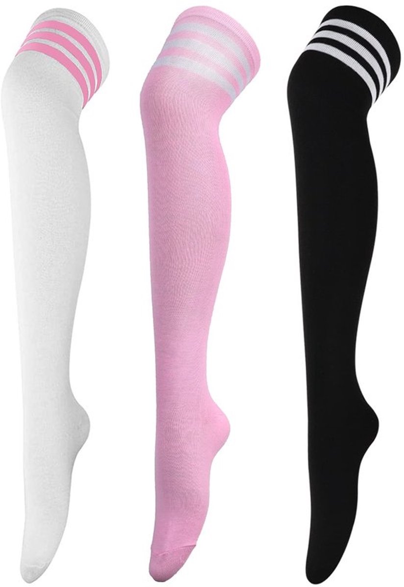 Overknee Sokken - Zachte Polykatoenmix - Goede Elasticiteit - Comfortabele Pasvorm - Maximaal 38 cm Omtrek - Lengte 46 cm - Kniekousen
