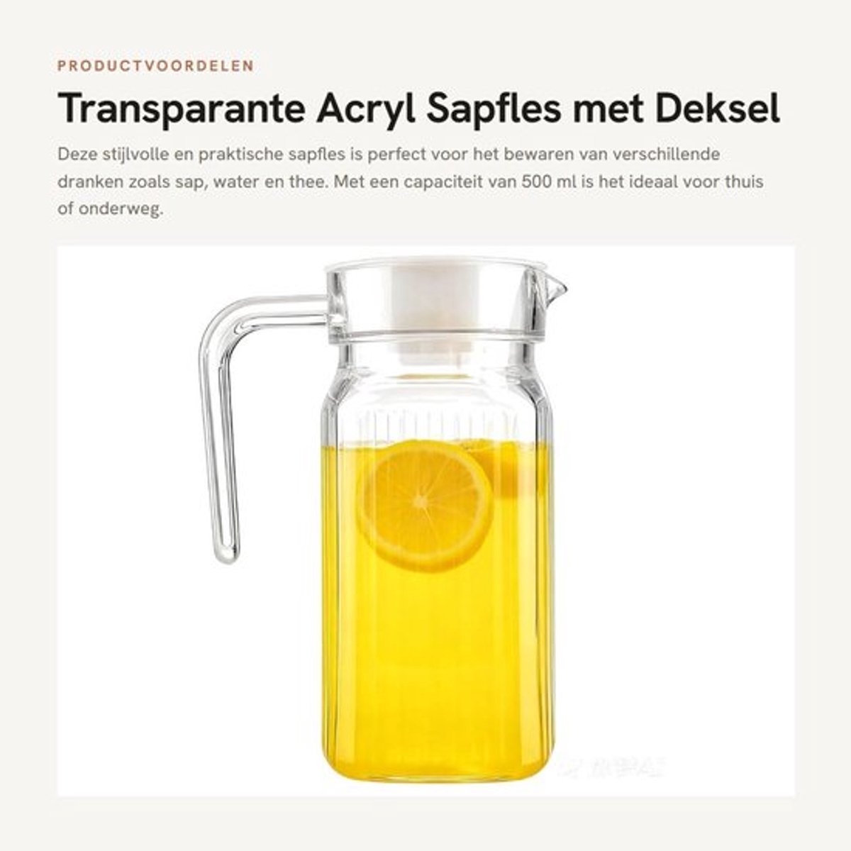 Drinkkan Stijlvol Ontwerp - Sapkan - Fles - Drinkkan met Deksel - Multifunctioneel - 500ML Capaciteit - Ergonomische Handgreep - Sapfles