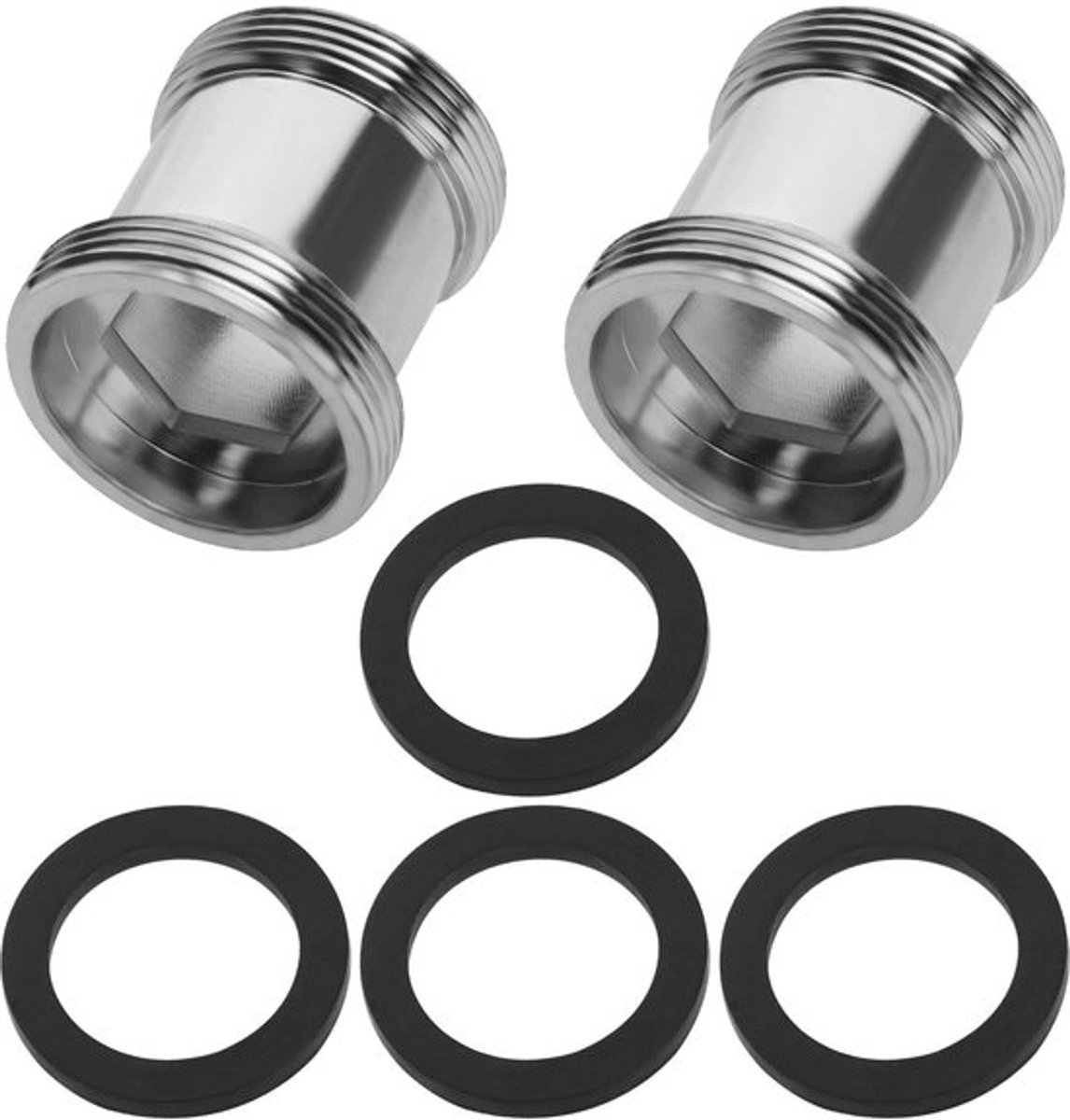 Kraanadapter - Messing - 2 Sets 24Mm naar 22Mm - Verlenging - Zilver - Beluchter Connector - Geschikt voor Keuken en Badkamer - Inclusief...