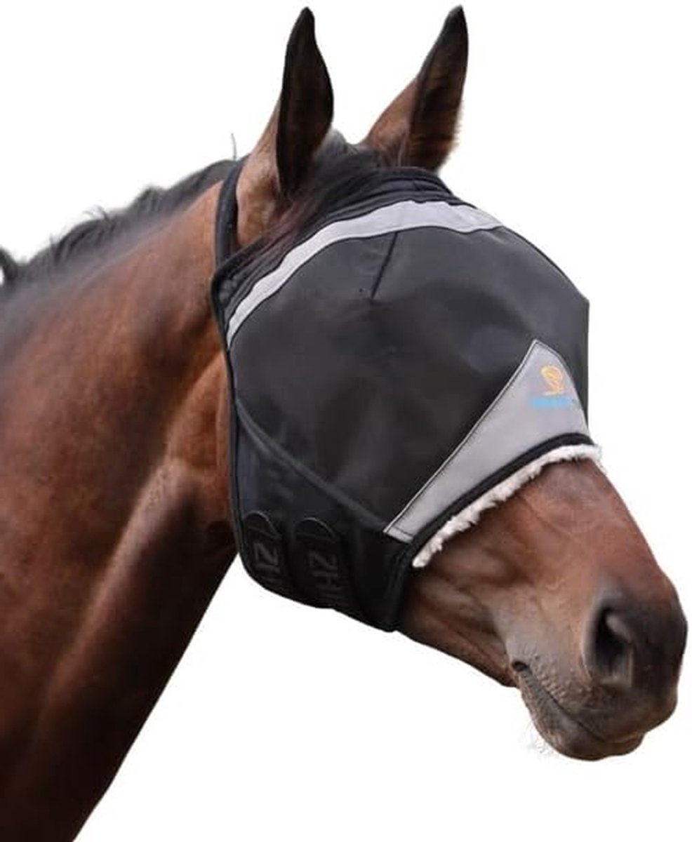 Vliegenmasker Paard - Insectenmasker Paard - Bescherming Tegen Insecten - Fijnmazig Gaas - 1 Stuk - Zwart