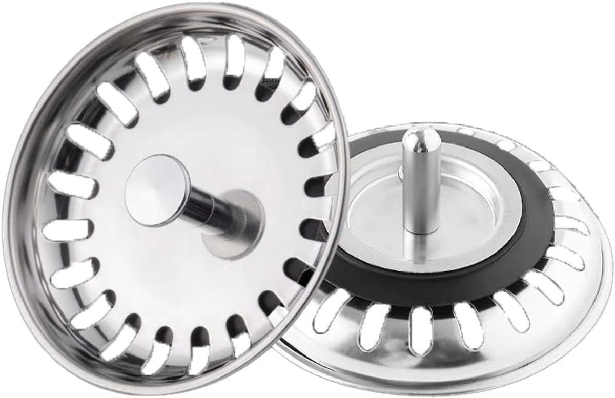 Roestvrijstalen keuken-gootsteen afvoerplug - Zilver - 80 mm - Roestvrijstalen zeefmandje - Voor keuken en badkamer