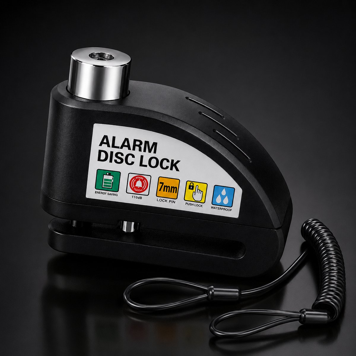 Home & Marker – Alarmschijfremslot met Alarm 110 dB – Motorslot & Scooterslot – Waterdicht Remschijfslot voor Motor, Scooter & Fiets – Zwart – ALERTOLOCK – foto 2